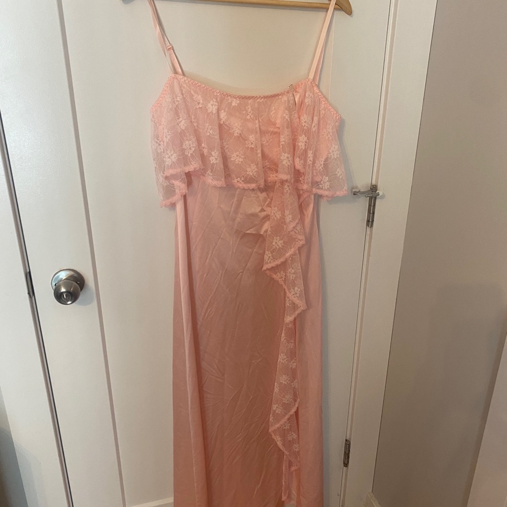 Vintage Pink Lace Trim Slip Nightgown
